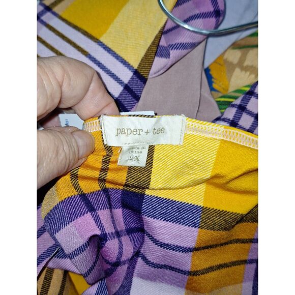 Paper + Tee Junior's  Halter Top Plus Sized Summer Boho Plaid Country NWT 2X - Picture 9 of 9